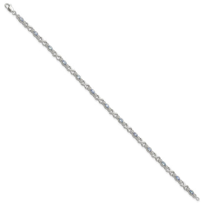 Sterling Silver Rhodium-Plated Polished Tanzanite Xs 7.5 Inch Bracelet