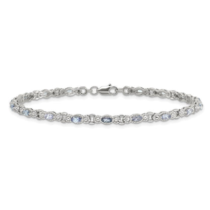 Sterling Silver Rhodium-Plated Polished Tanzanite 7.5 Inch Bracelet