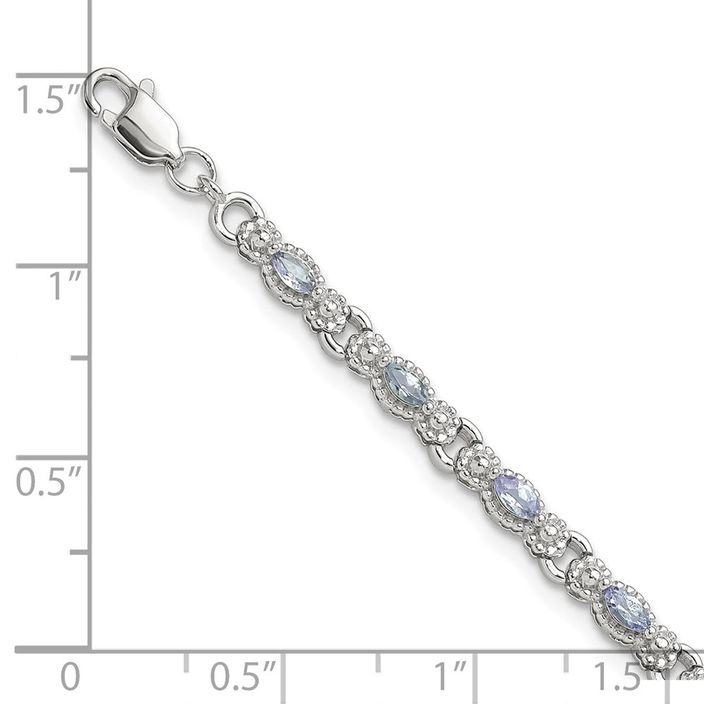Sterling Silver Rhodium-Plated Polished Tanzanite 7.5 Inch Bracelet