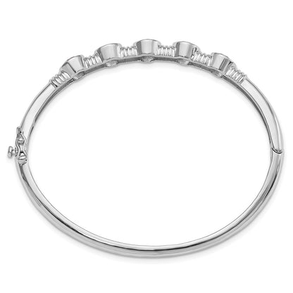 Sterling Silver Rhodium-Plated Amethyst Hinged Bangle