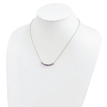 Sterling Silver Rhodium-Plated Amethyst Pendant W/Necklace