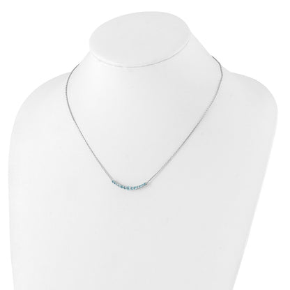 Sterling Silver Rhodium-Plated Blue Topaz Pendant W/Necklace