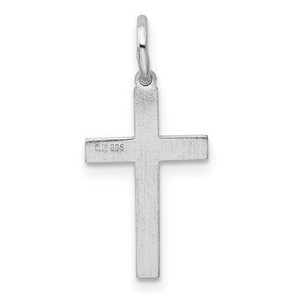Sterling Silver Rhodium-Plated Laser Designed Cross Charm