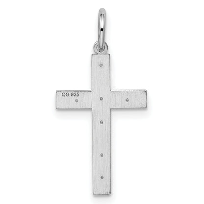 Sterling Silver Rhodium-Plated Laser Designed Cross Pendant