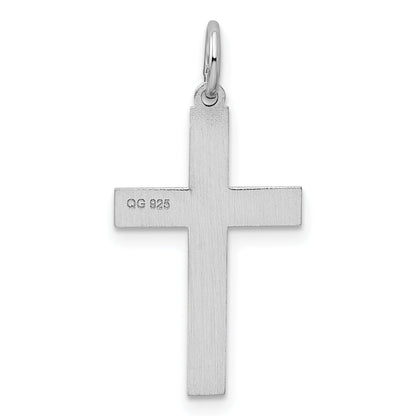 Sterling Silver Rhodium-Plated Laser Designed Cross Pendant