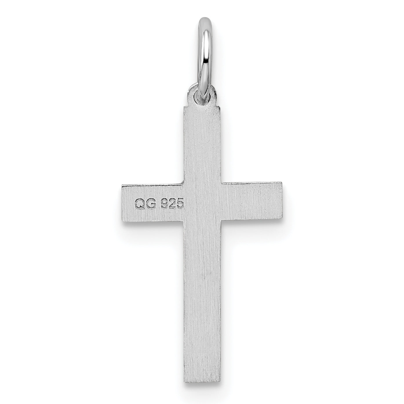 Sterling Silver Rhodium-Plated Laser Designed Cross Charm