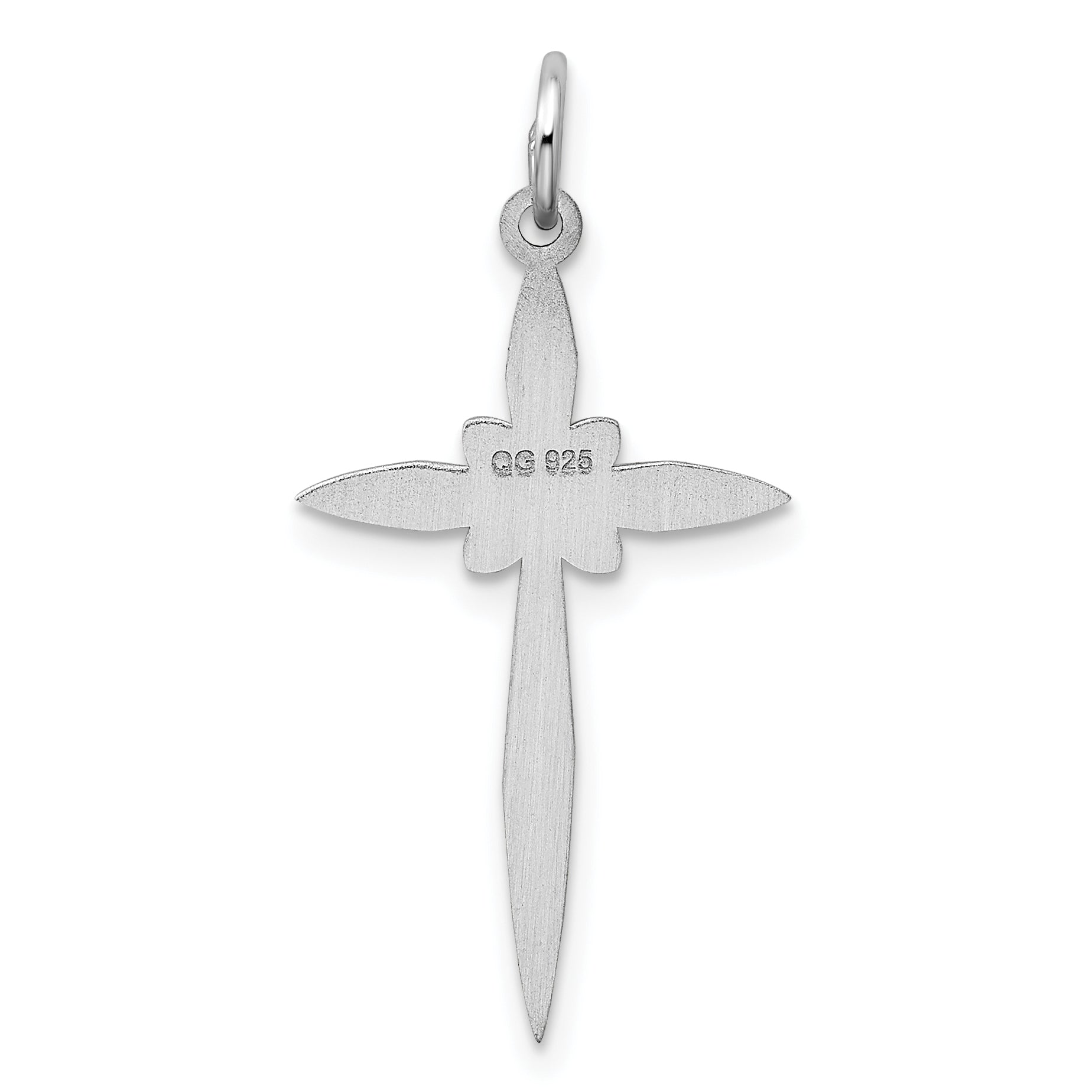 Sterling Silver Rhodium-Plated Laser Designed Cross Pendant