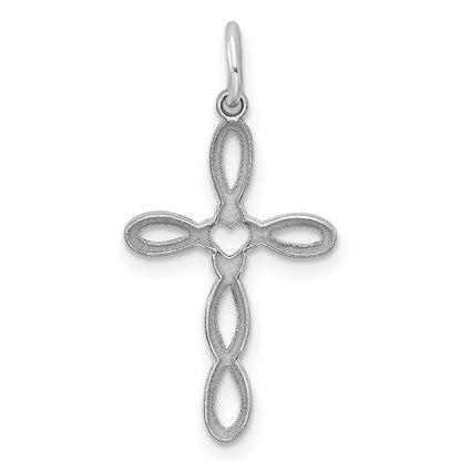 Sterling Silver Rhodium-Plated Laser Designed Cross Pendant