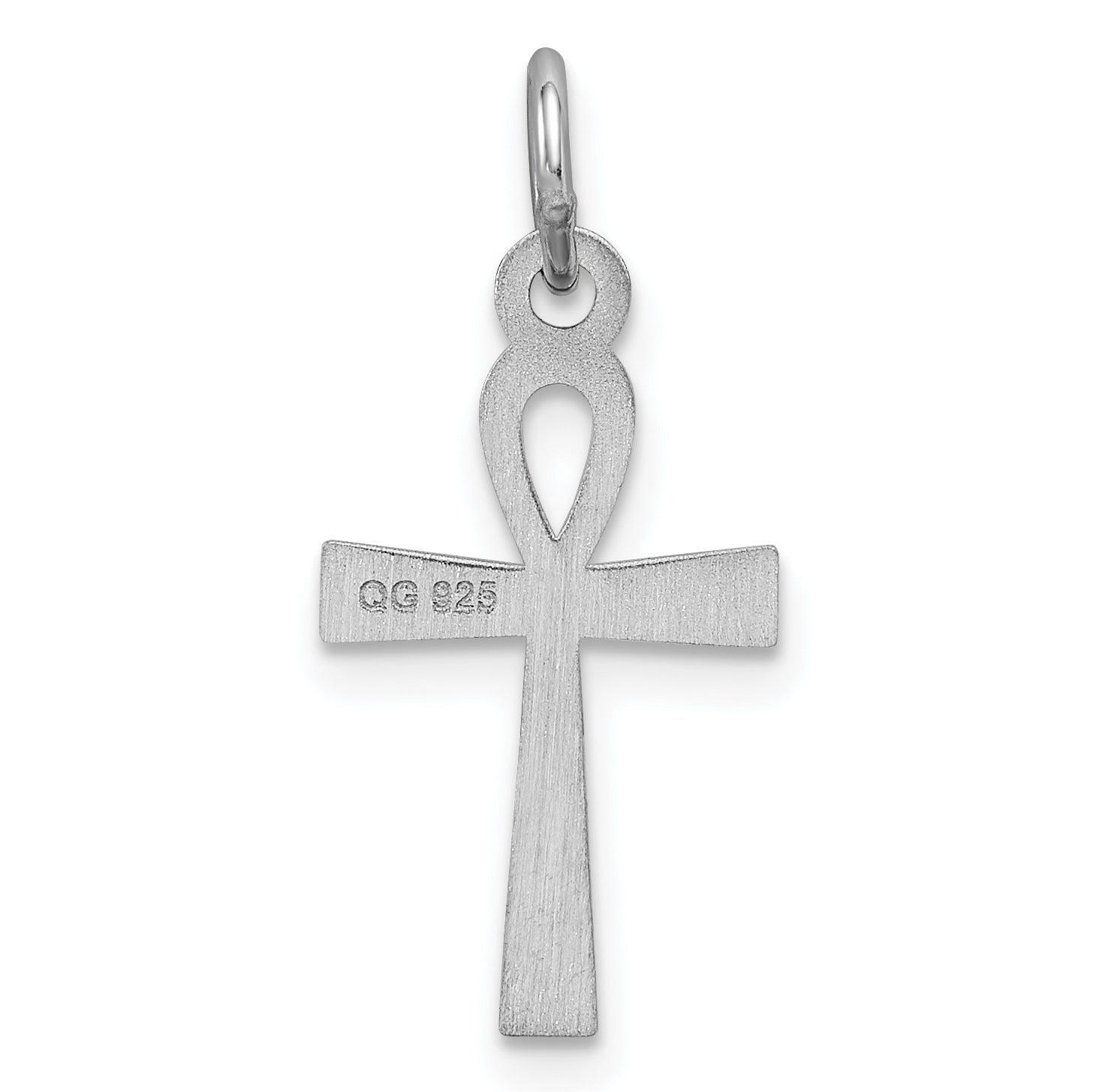 Sterling Silver Rhodium-Plated Laser Designed Cross Charm