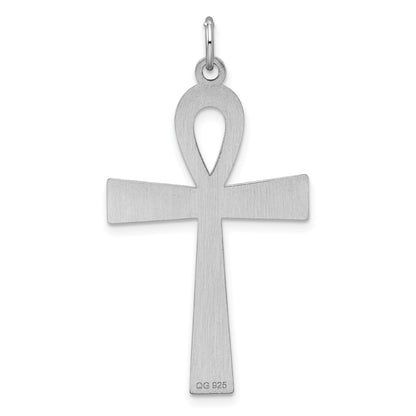 Sterling Silver Rhodium-Plated Laser Designed Cross Pendant