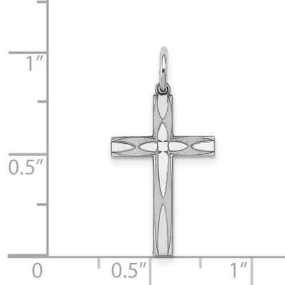 Sterling Silver Rhodium-Plated Laser Designed Cross Pendant