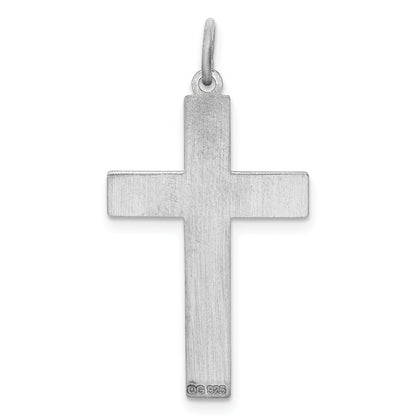 Sterling Silver Rhodium-Plated Laser Designed Cross Pendant