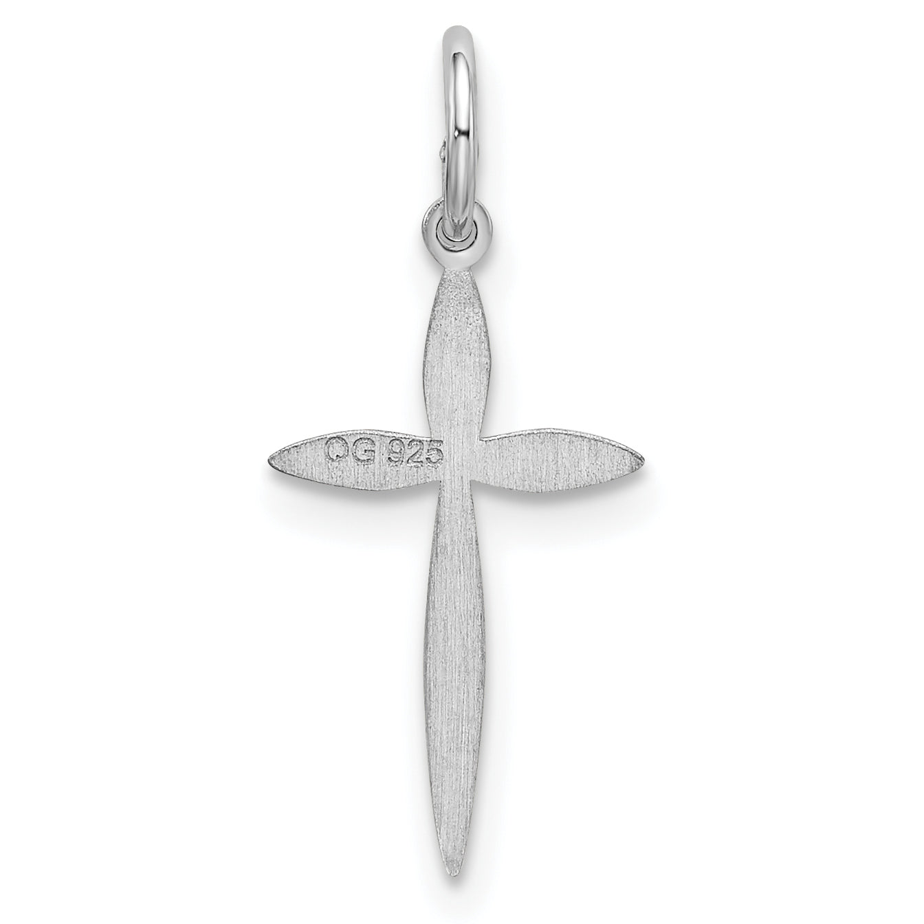 Sterling Silver Rhodium-Plated Laser Designed Cross Charm