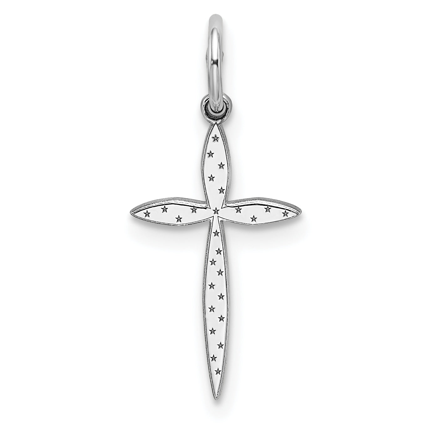 Sterling Silver Rhodium-Plated Laser Designed Cross Charm
