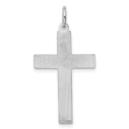 Sterling Silver Rhodium-Plated Laser Designed Cross Pendant