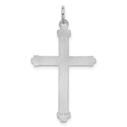 Sterling Silver Rh-Plt Laser Designed Crosterling Charm