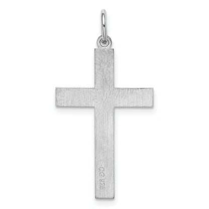 Sterling Silver Rhodium-Plated Laser Designed Cross Pendant