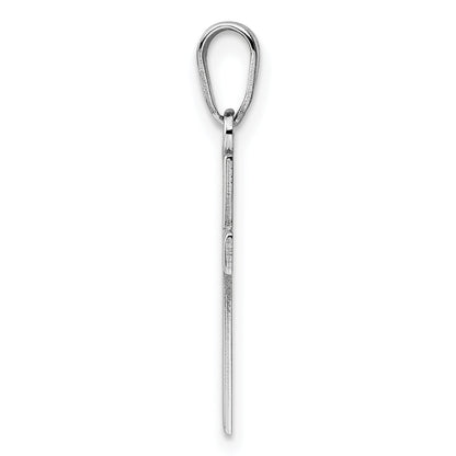 Sterling Silver Rhodium-Plated Pink Enameled Heart Cross Charm