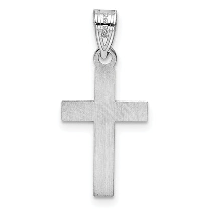 Sterling Silver Rhodium-Plated Blue Enameled Cross Hatch Charm