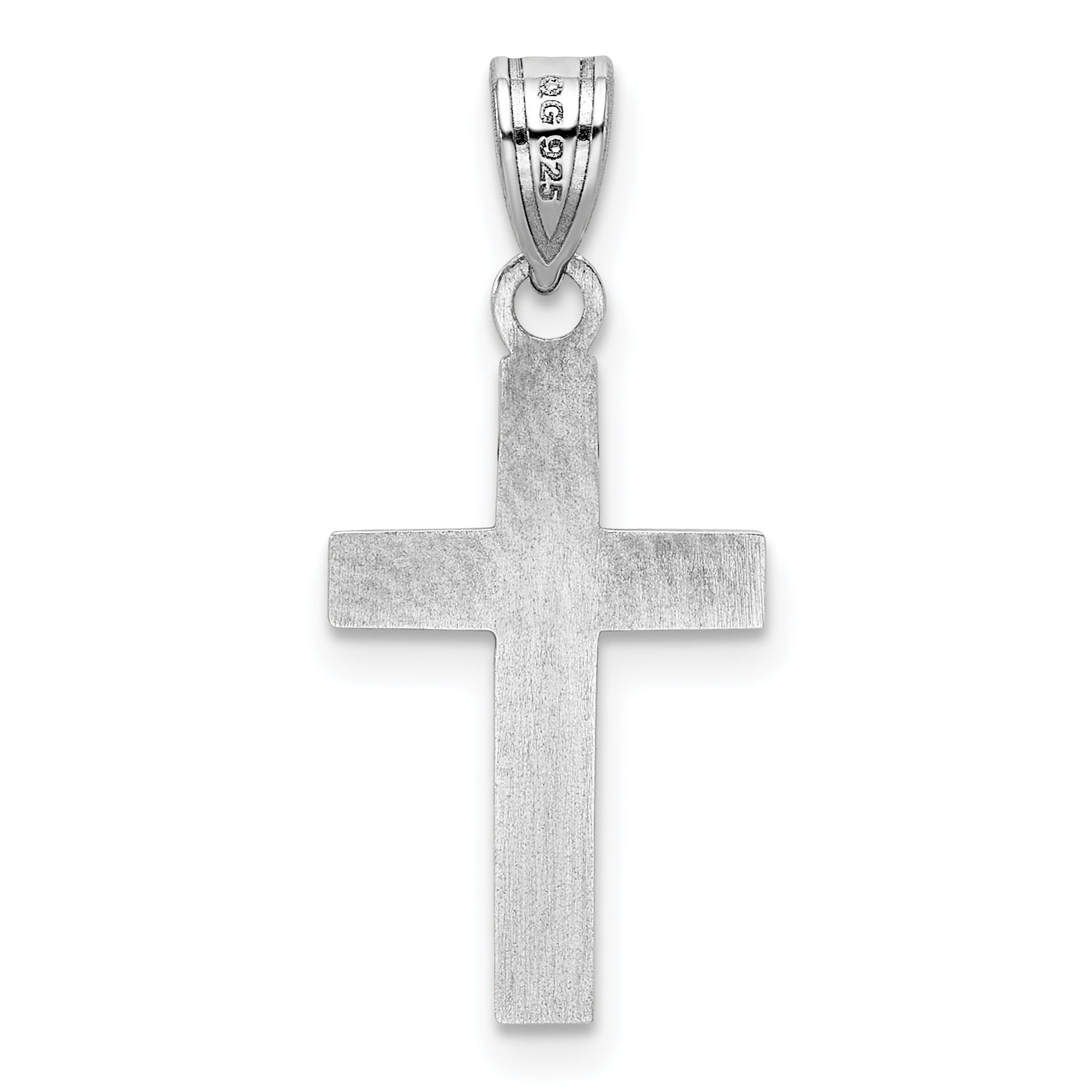 Sterling Silver Rhodium-Plated Black Enameled Cross Hatch Charm