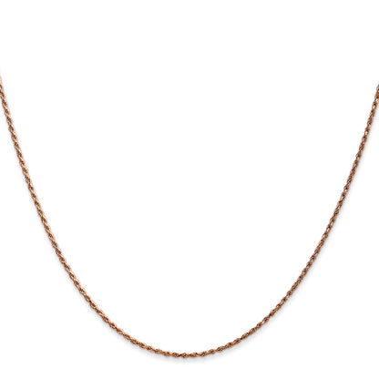 14K Rose Gold 24 Inch 1mm Diamond-Cut Man Made Rope With Lobster Clasp Chain Necklace