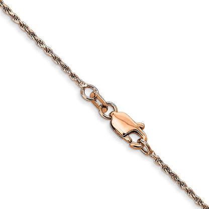 14K Rose Gold 20 Inch 1mm Diamond-Cut Man Made Rope With Lobster Clasp Chain Necklace