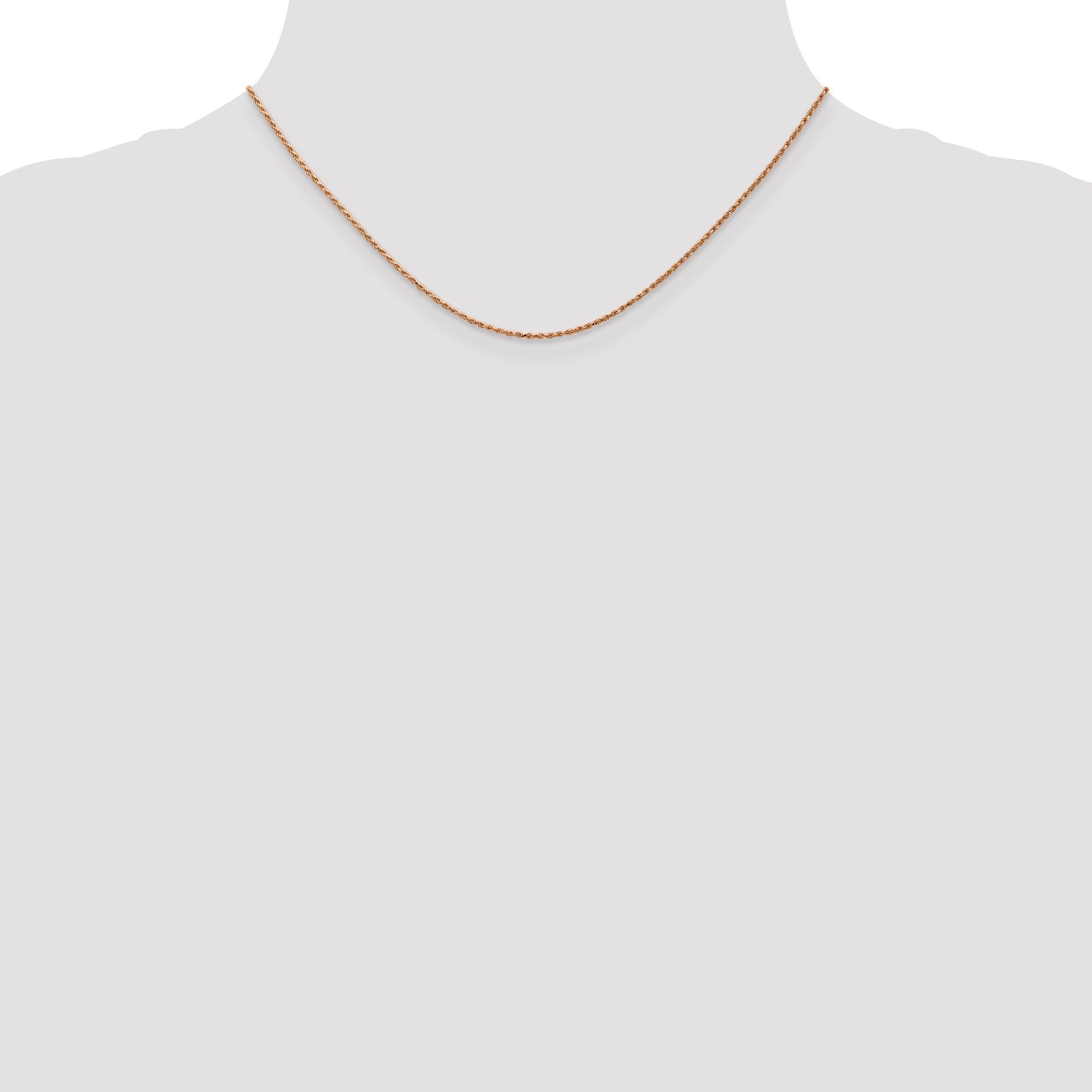 14K Rose Gold 16 Inch 1mm Diamond-Cut Man Made Rope With Lobster Clasp Chain Necklace