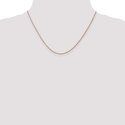 14K Rose Gold 18 Inch 1mm Diamond-Cut Man Made Rope With Lobster Clasp Chain Necklace