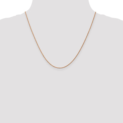 14K Rose Gold 20 Inch 1mm Diamond-Cut Man Made Rope With Lobster Clasp Chain Necklace