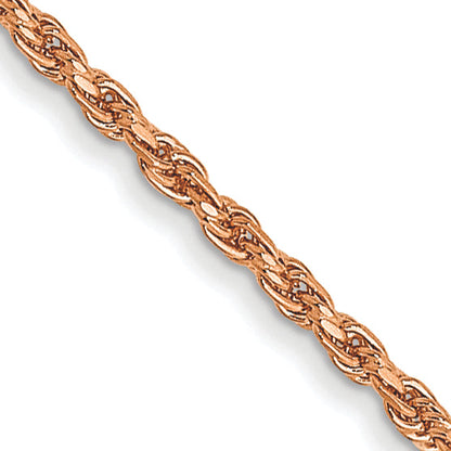 14K Rose Gold 24 Inch 1mm Diamond-Cut Man Made Rope With Lobster Clasp Chain Necklace
