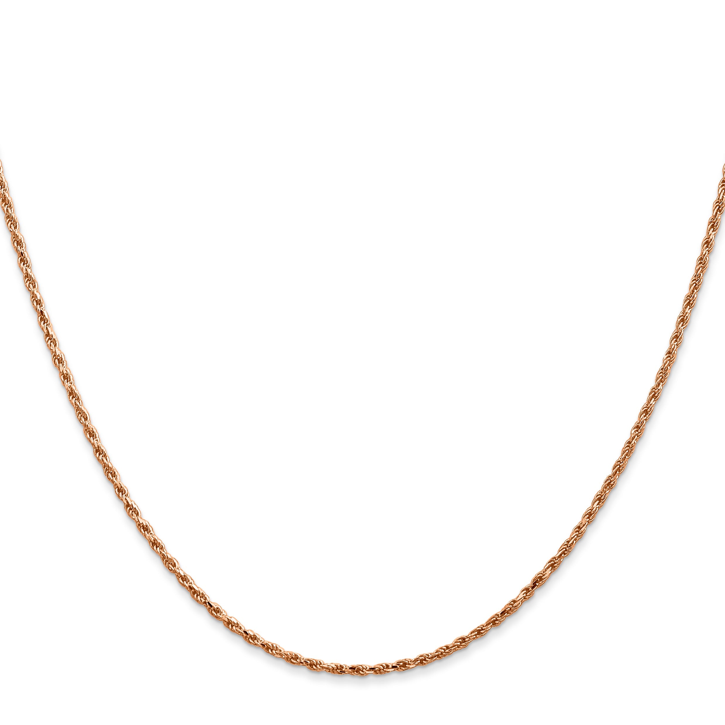 14K Rose Gold 24 Inch 1.5mm Diamond-Cut Man Made Rope With Lobster Clasp Chain Necklace