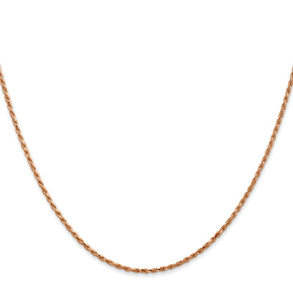 14K Rose Gold 24 Inch 1.5mm Diamond-Cut Man Made Rope With Lobster Clasp Chain Necklace