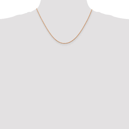 14K Rose Gold 18 Inch 1.5mm Diamond-Cut Man Made Rope With Lobster Clasp Chain Necklace
