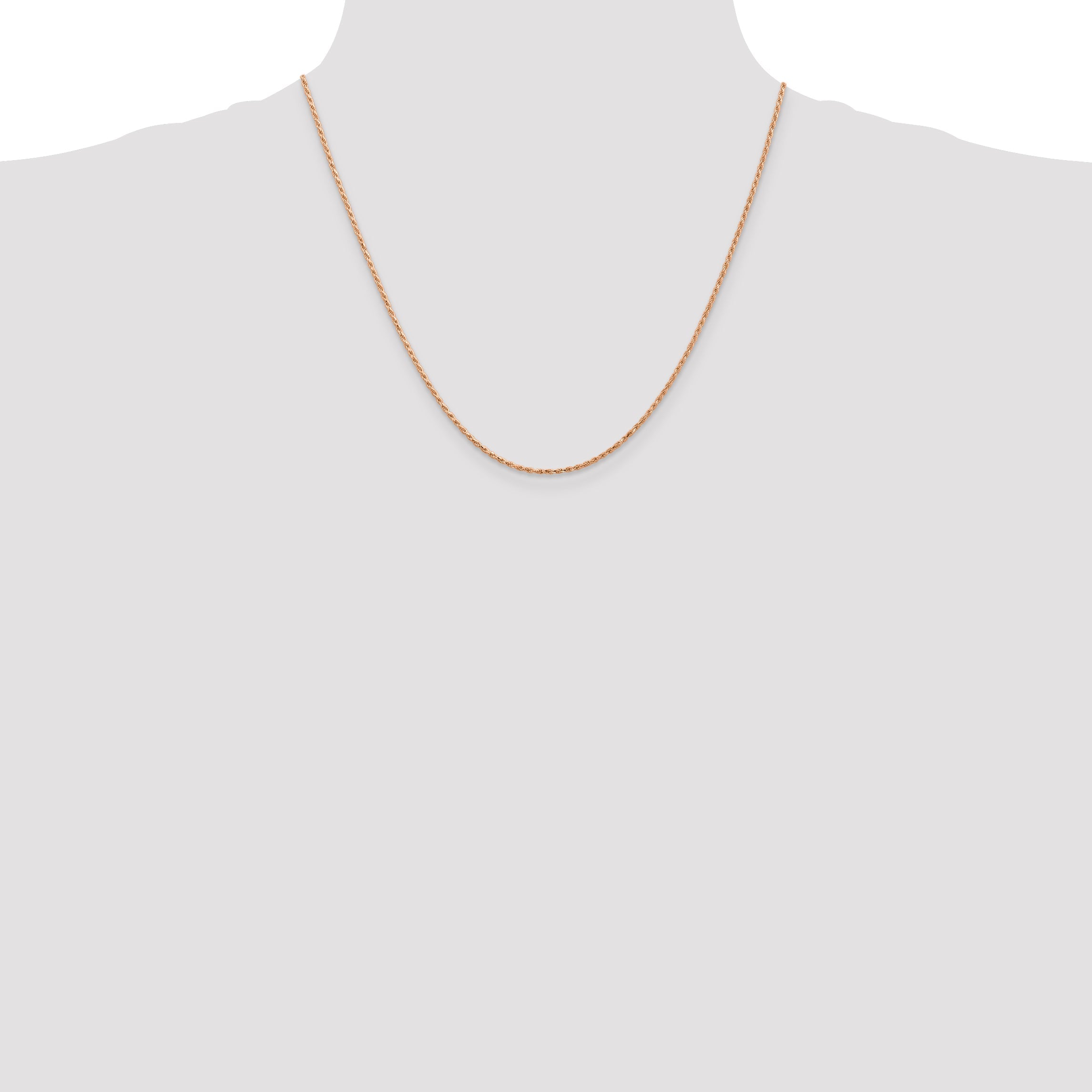 14K Rose Gold 20 Inch 1.5mm Diamond-Cut Man Made Rope With Lobster Clasp Chain Necklace