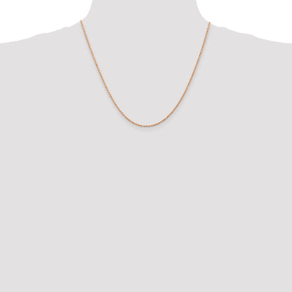 14K Rose Gold 20 Inch 1.5mm Diamond-Cut Man Made Rope With Lobster Clasp Chain Necklace