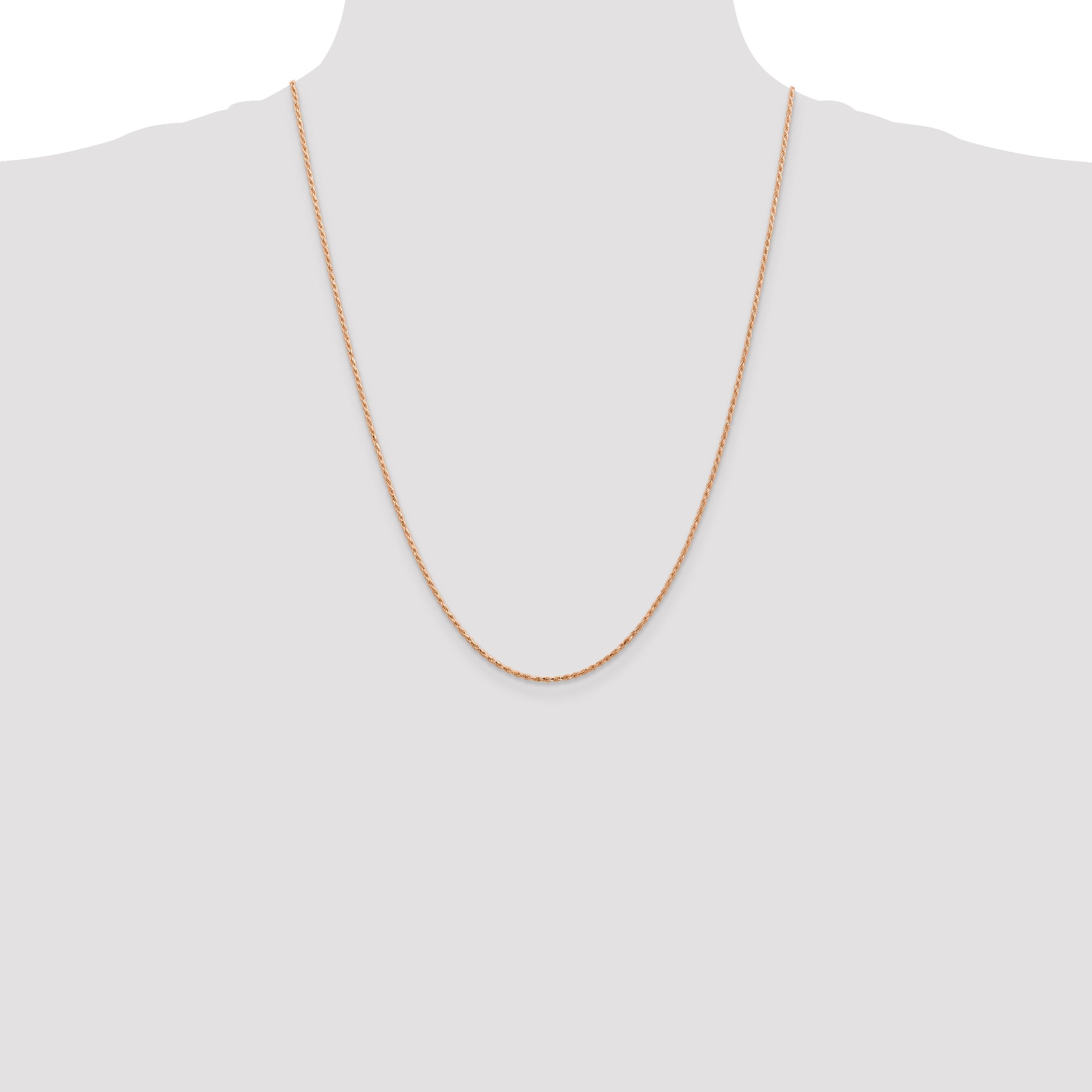 14K Rose Gold 24 Inch 1.5mm Diamond-Cut Man Made Rope With Lobster Clasp Chain Necklace