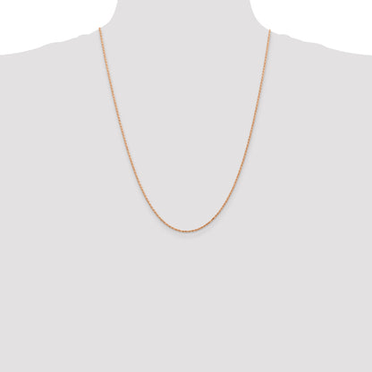 14K Rose Gold 24 Inch 1.5mm Diamond-Cut Man Made Rope With Lobster Clasp Chain Necklace
