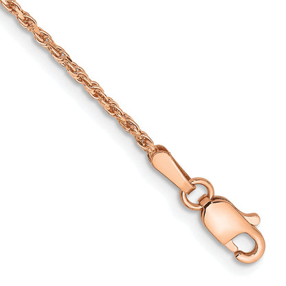 14K Rose Gold 7 Inch 1.5mm Diamond-Cut Man Made Rope With Lobster Clasp Chain Bracelet