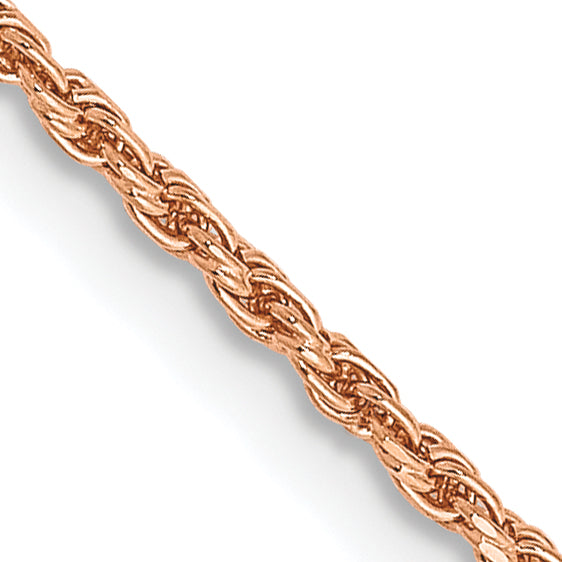 14K Rose Gold 16 Inch 1.5mm Diamond-Cut Man Made Rope With Lobster Clasp Chain Necklace