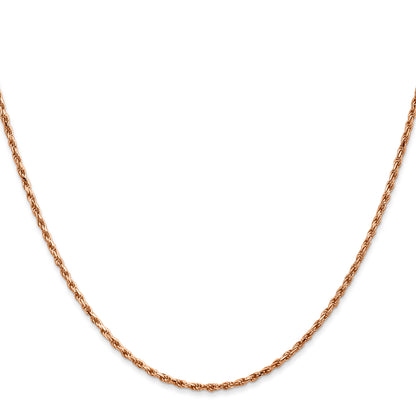 14K Rose Gold 24 Inch 1.8mm Diamond-Cut Man Made Rope With Lobster Clasp Chain Necklace