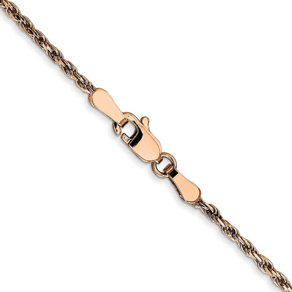 14K Rose Gold 30 Inch 1.8mm Diamond-Cut Man Made Rope With Lobster Clasp Chain Necklace