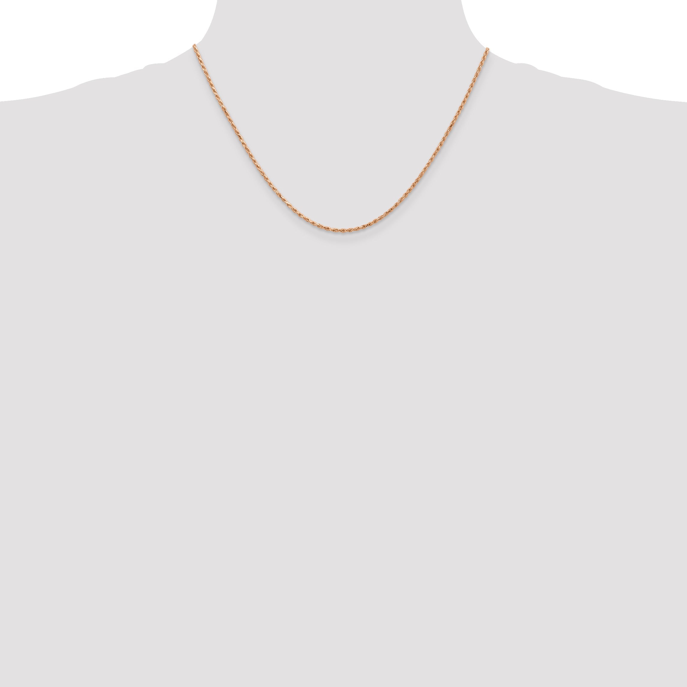 14K Rose Gold 18 Inch 1.8mm Diamond-Cut Man Made Rope With Lobster Clasp Chain Necklace