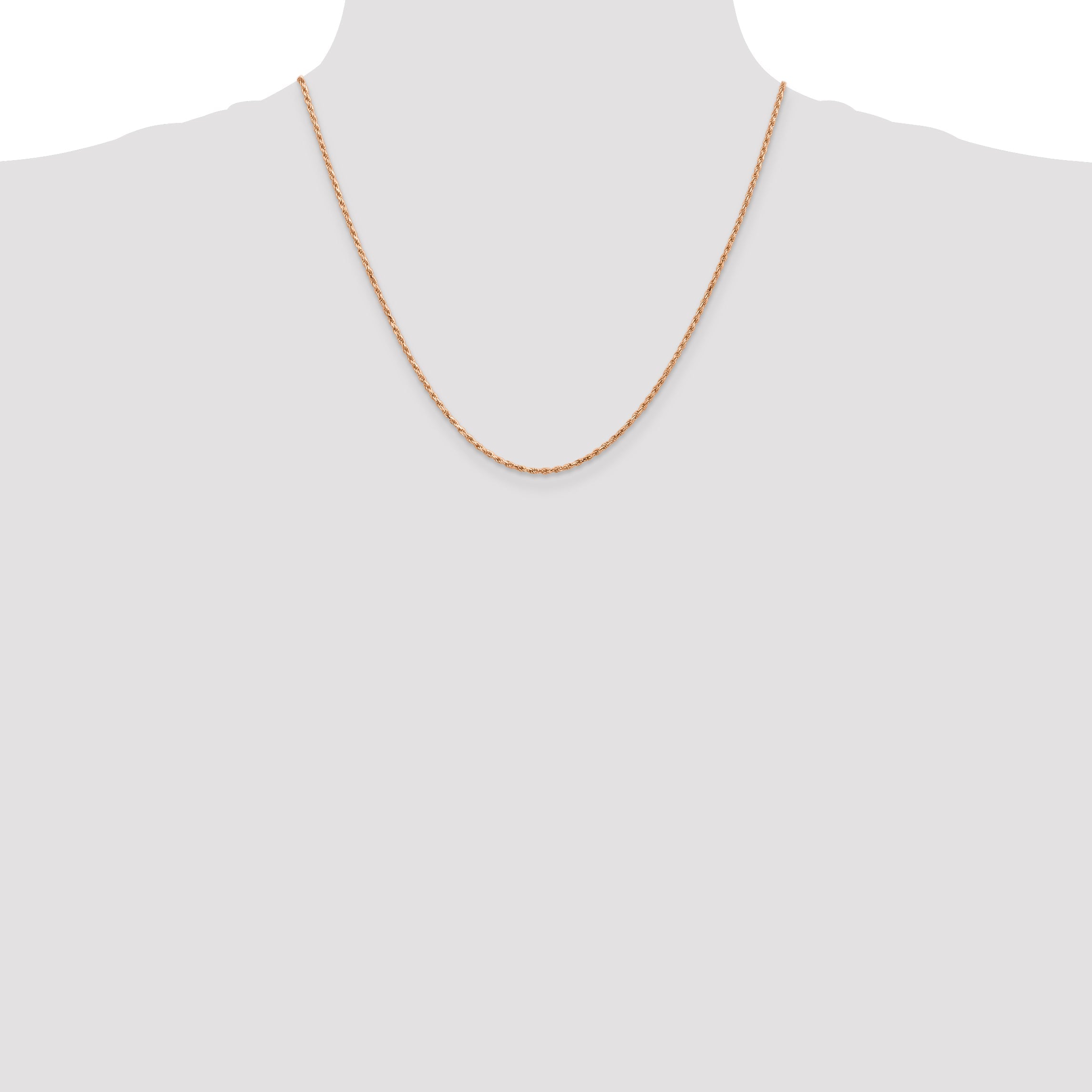 14K Rose Gold 20 Inch 1.8mm Diamond-Cut Man Made Rope With Lobster Clasp Chain Necklace