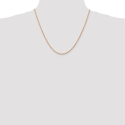 14K Rose Gold 20 Inch 1.8mm Diamond-Cut Man Made Rope With Lobster Clasp Chain Necklace