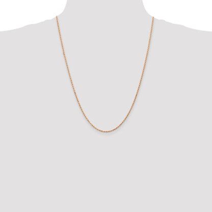 14K Rose Gold 24 Inch 1.8mm Diamond-Cut Man Made Rope With Lobster Clasp Chain Necklace