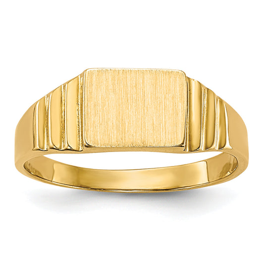 14K Yellow Gold Rectangular Satin Baby Signet Ring