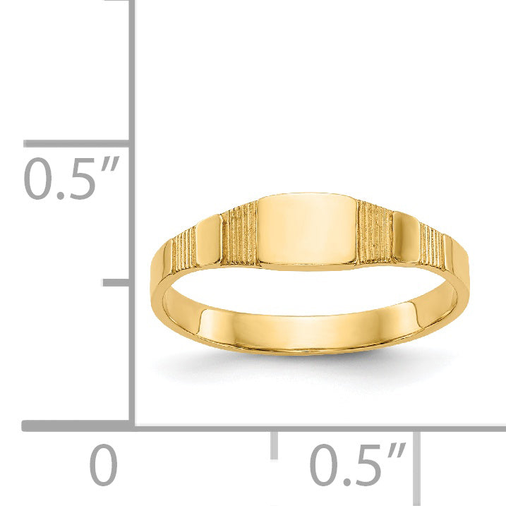 14K Yellow Gold Polished Square Baby Signet Ring