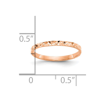 14K Rose Gold Diamond Cut Design Band Childs Ring (Size 3 Only)
