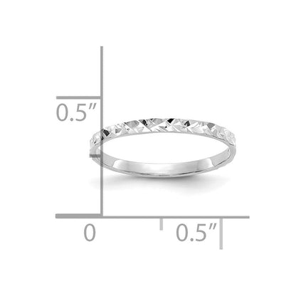 14K White Gold Diamond-cut Design Band Childs Ring