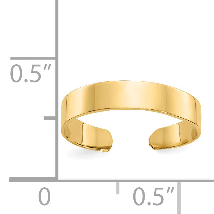 14K Yellow Gold Adjustable Polished Band Toe Ring